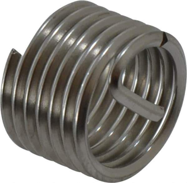 Recoil - 7/16-20 UNF, 0.438" OAL, Free Running Helical Insert - 6-5/8 Free Coils, Tanged, Stainless Steel, Bright Finish, 1D Insert Length - Exact Tool & Supply