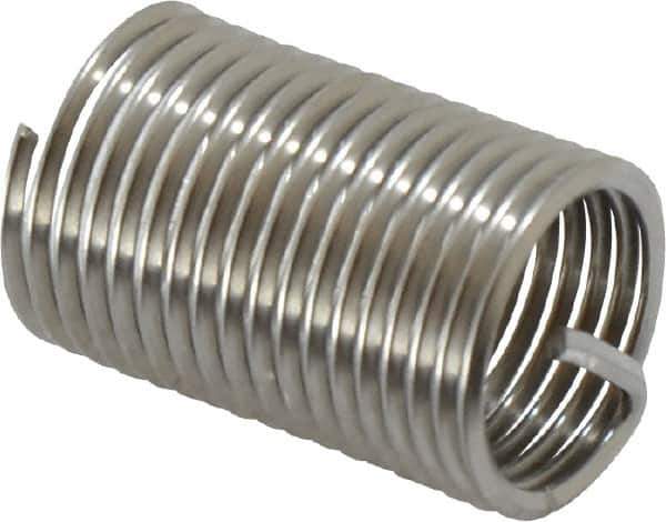 Recoil - 1/2-20 UNF, 1" OAL, Free Running Helical Insert - 16-7/8 Free Coils, Tanged, Stainless Steel, Bright Finish, 2D Insert Length - Exact Tool & Supply
