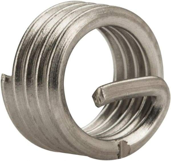 Recoil - #10-32 UNF, 0.19" OAL, Free Running Helical Insert - 4-1/8 Free Coils, Tanged, Stainless Steel, Bright Finish, 1D Insert Length - Exact Tool & Supply
