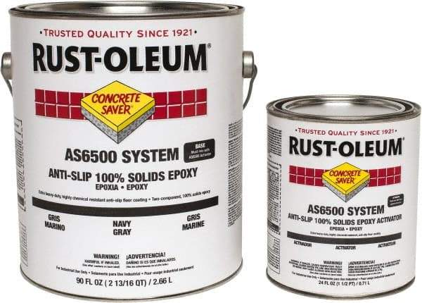 Rust-Oleum - 1 Gal Kit Gloss Navy Gray Antislip Epoxy - 25 to 35 Sq Ft/Gal Coverage, <50 g/L VOC Content - Exact Tool & Supply