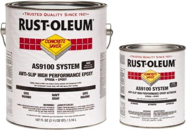 Rust-Oleum - 1 Gal Kit Gloss Navy Gray Antislip Epoxy - 40 to 60 Sq Ft/Gal Coverage, <250 g/L VOC Content - Exact Tool & Supply