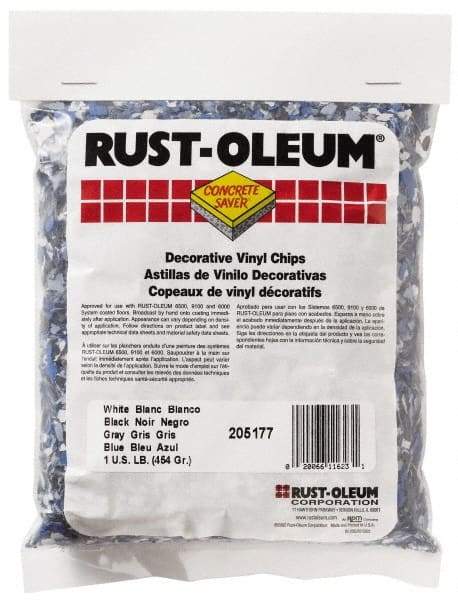 Rust-Oleum - Black/White/Blue Vinyl Floor Chips - 1 Lb Plastic Bag - Exact Tool & Supply