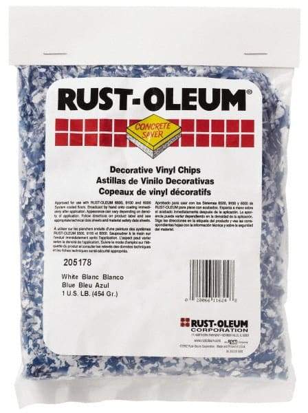 Rust-Oleum - Blue/White Vinyl Floor Chips - 1 Lb Plastic Bag - Exact Tool & Supply