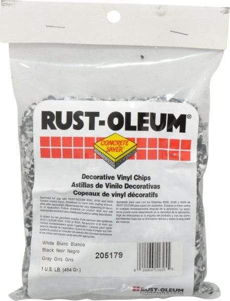 Rust-Oleum - Black/White/Gray Vinyl Floor Chips - 1 Lb Plastic Bag - Exact Tool & Supply