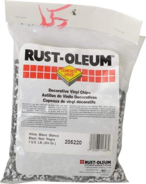 Rust-Oleum - Black/White Vinyl Floor Chips - 1 Lb Plastic Bag - Exact Tool & Supply