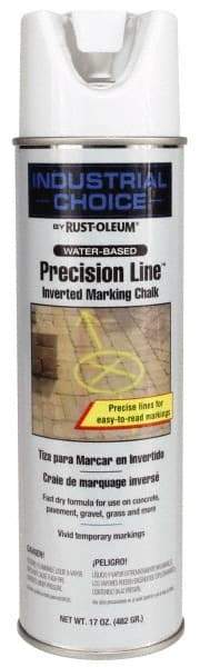 Rust-Oleum - 17 fl oz White Marking Chalk - 500' to 530' Coverage at 1-1/4" Wide, Water-Based Formula - Exact Tool & Supply