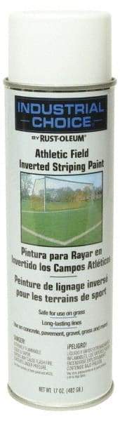 Rust-Oleum - 17 fl oz White Striping Paint - 100' to 200' Coverage at 3" Wide, Water-Based Formula - Exact Tool & Supply