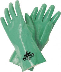 MCR Safety - Size L (9) Nitrile Coated Cotton Blend General Protection Work Gloves - For General Purpose, Gauntlet Cuff, Full Fingered, Green, Paired - Exact Tool & Supply