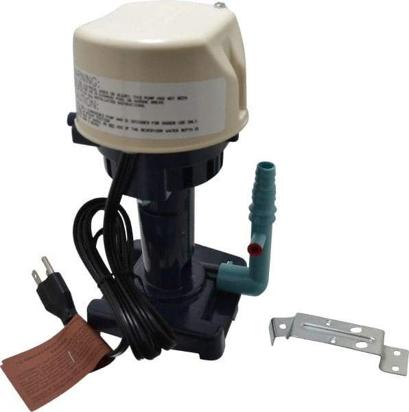 Little Giant Pumps - 0.9 Amp, 115 Volt, 1/70 hp, 1 Phase, Thermal Plastic Evaporative Cooler Pumps Machine Tool & Recirculating Pump - 5.1 GPM, 9.5 psi, 9" Overall Height, 4-1/2" Body Length, ABS Impeller, Open Fan Cooled Motor - Exact Tool & Supply