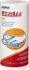 WypAll - L30 Dry General Purpose Wipes - Small Roll, 10-3/8" x 11" Sheet Size, White - Exact Tool & Supply