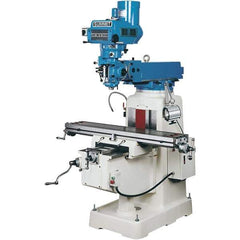 Summit - 10" Table Width x 50" Table Length, Variable Speed Pulley Control, 3 Phase Knee Milling Machine - R8 Spindle Taper, 3 hp - Exact Tool & Supply