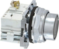 Eaton Cutler-Hammer - 30-1/2mm Mount Hole, Flush, Pushbutton Switch with Contact Block - Round, Black Pushbutton, Nonilluminated, Momentary (MO), Corrosion Resistant, Oiltight and Watertight - Exact Tool & Supply