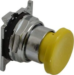 Eaton Cutler-Hammer - Extended Mushroom Head Pushbutton Switch Operator - Yellow, Round Button, Nonilluminated - Exact Tool & Supply