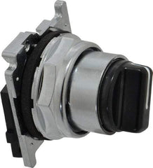 Eaton Cutler-Hammer - 30-1/2mm Mount Hole, 2 Position, Knob Operated, Selector Switch with Cam and Cap - Black, Maintained (MA) - Exact Tool & Supply