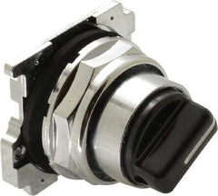 Eaton Cutler-Hammer - 30-1/2mm Mount Hole, 2 Position, Knob Operated, Selector Switch with Cam and Cap - Black, Maintained (MA) - Momentary (MO) - Exact Tool & Supply
