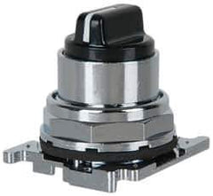 Eaton Cutler-Hammer - 30-1/2mm Mount Hole, 3 Position, Knob Operated, Selector Switch with Cam and Cap - Black, Maintained (MA) - Exact Tool & Supply