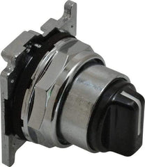 Eaton Cutler-Hammer - 30-1/2mm Mount Hole, 3 Position, Knob Operated, Selector Switch with Cam and Cap - Black, Maintained (MA) - Momentary (MO) - Exact Tool & Supply