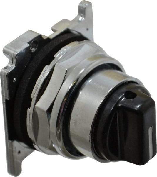 Eaton Cutler-Hammer - 30-1/2mm Mount Hole, 3 Position, Knob Operated, Selector Switch with Cam and Cap - Black, Maintained (MA) - Momentary (MO) - Exact Tool & Supply