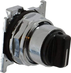 Eaton Cutler-Hammer - 30-1/2mm Mount Hole, 3 Position, Knob Operated, Selector Switch with Cam and Cap - Black, Maintained (MA) - Momentary (MO) - Exact Tool & Supply