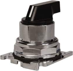 Eaton Cutler-Hammer - 30-1/2mm Mount Hole, 3 Position, Lever Operated, Selector Switch with Cam and Cap - Black, Maintained (MA) - Momentary (MO) - Exact Tool & Supply