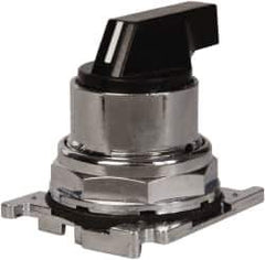 Eaton Cutler-Hammer - 30-1/2mm Mount Hole, 3 Position, Lever Operated, Selector Switch with Cam and Cap - Black, Maintained (MA) - Momentary (MO) - Exact Tool & Supply