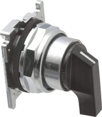 Eaton Cutler-Hammer - 30-1/2mm Mount Hole, 3 Position, Lever Operated, Selector Switch with Cam and Cap - Black, Maintained (MA) - Momentary (MO) - Exact Tool & Supply