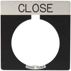 Eaton Cutler-Hammer - Square, Legend Plate - Close - Black Background, 30-1/2mm Hole Diameter - Exact Tool & Supply
