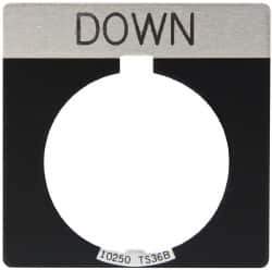 Eaton Cutler-Hammer - Square, Legend Plate - Down - Black Background, 30-1/2mm Hole Diameter - Exact Tool & Supply