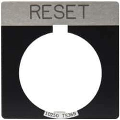 Eaton Cutler-Hammer - Square, Legend Plate - Reset - Black Background, 30-1/2mm Hole Diameter - Exact Tool & Supply