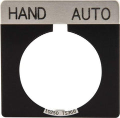 Eaton Cutler-Hammer - Square, Legend Plate - Auto-Off-Hand - Black Background, 30-1/2mm Hole Diameter - Exact Tool & Supply