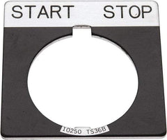 Eaton Cutler-Hammer - Square, Legend Plate - Start-Stop - Black Background, 30-1/2mm Hole Diameter - Exact Tool & Supply