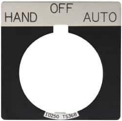 Eaton Cutler-Hammer - Square, Legend Plate - Auto-Off-Hand - Black Background, 30-1/2mm Hole Diameter - Exact Tool & Supply