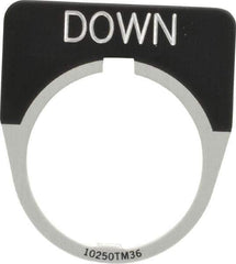 Eaton Cutler-Hammer - Half Round, Legend Plate - Down - Black Background, 30-1/2mm Hole Diameter - Exact Tool & Supply