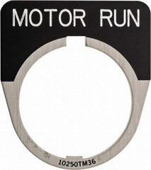Eaton Cutler-Hammer - Half Round, Legend Plate - Motor Run - Black Background, 30-1/2mm Hole Diameter - Exact Tool & Supply