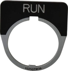 Eaton Cutler-Hammer - Half Round, Legend Plate - Run - Black Background, 30-1/2mm Hole Diameter - Exact Tool & Supply