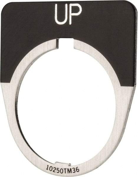 Eaton Cutler-Hammer - Half Round, Legend Plate - Up - Black Background, 30-1/2mm Hole Diameter - Exact Tool & Supply