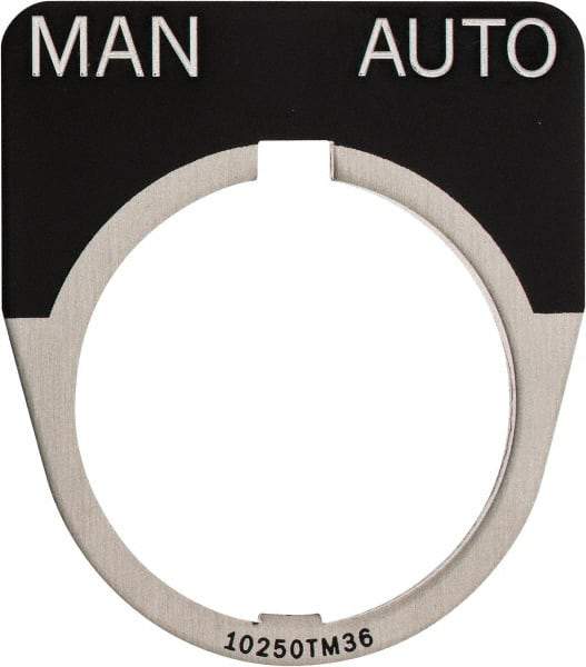 Eaton Cutler-Hammer - Half Round, Legend Plate - Manual-Auto - Black Background, 30-1/2mm Hole Diameter - Exact Tool & Supply