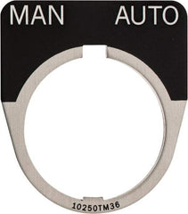 Eaton Cutler-Hammer - Half Round, Legend Plate - Manual-Auto - Black Background, 30-1/2mm Hole Diameter - Exact Tool & Supply