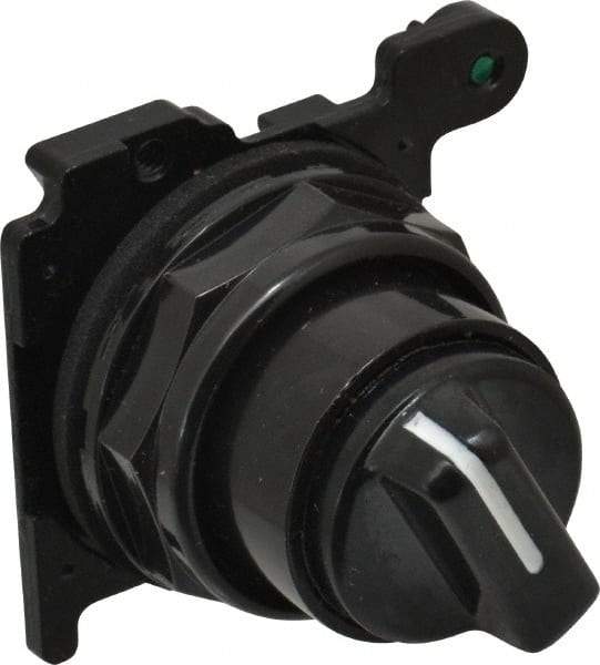 Eaton Cutler-Hammer - 30-1/2mm Mount Hole, 2 Position, Knob Operated, Selector Switch Only - Black, Maintained (MA), Corrosion Resistant, Oil and Watertight - Exact Tool & Supply