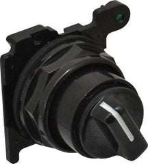 Eaton Cutler-Hammer - 30-1/2mm Mount Hole, 2 Position, Knob Operated, Selector Switch Only - Black, Maintained (MA), Corrosion Resistant, Oil and Watertight - Exact Tool & Supply