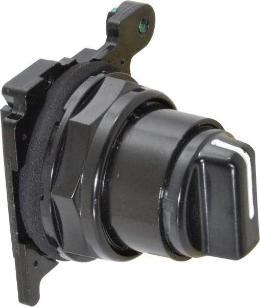 Eaton Cutler-Hammer - 30-1/2mm Mount Hole, 3 Position, Knob Operated, Selector Switch Only - Black, Maintained (MA), Corrosion Resistant, Oil and Watertight - Exact Tool & Supply