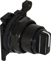 Eaton Cutler-Hammer - 30-1/2mm Mount Hole, 3 Position, Knob Operated, Selector Switch Only - Black, Maintained (MA) - Momentary (MO), Corrosion Resistant, Oil and Watertight - Exact Tool & Supply