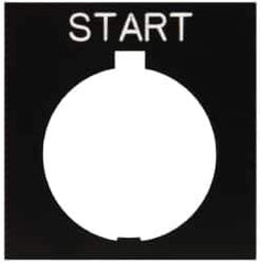 Eaton Cutler-Hammer - Square, Legend Plate - Start - Black Background, 30-1/2mm Hole Diameter, 1.77 Inch Square - Exact Tool & Supply