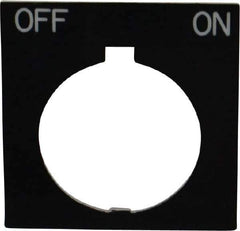 Eaton Cutler-Hammer - Square, Legend Plate - Off-On - Black Background, 30-1/2mm Hole Diameter, 1.77 Inch Square - Exact Tool & Supply