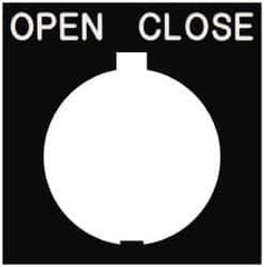 Eaton Cutler-Hammer - Square, Legend Plate - Open-Close - Black Background, 30-1/2mm Hole Diameter, 1.77 Inch Square - Exact Tool & Supply