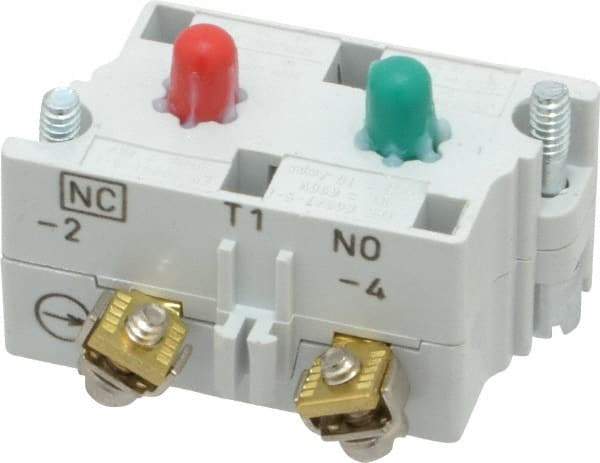Eaton Cutler-Hammer - NO/NC, 0.5 Amp, Electrical Switch Contact Block - 120 VAC/VDC, Pressure Terminal, 30-1/2mm Hole, For Use with E34 Operators, Standard 10250T - Exact Tool & Supply