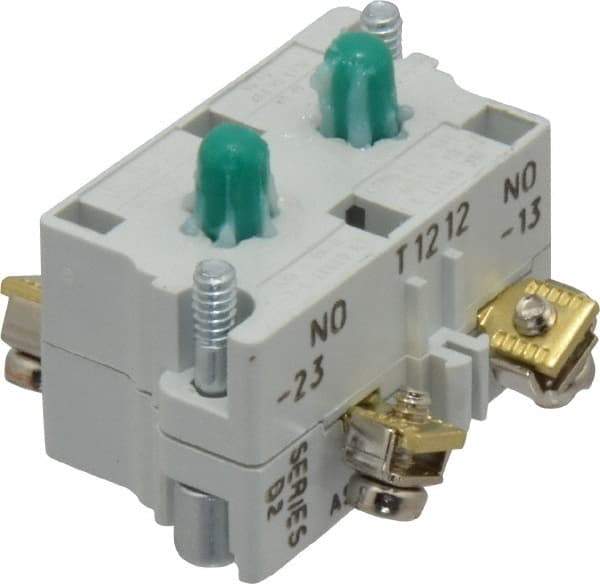 Eaton Cutler-Hammer - 2NO, 0.5 Amp, Electrical Switch Contact Block - 120 VAC/VDC, Pressure Terminal, 30-1/2mm Hole, For Use with E34 Operators, Standard 10250T - Exact Tool & Supply