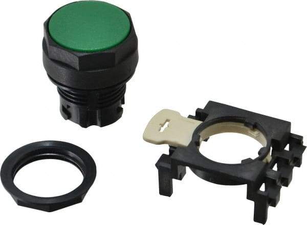 Eaton Cutler-Hammer - 25mm Mount Hole, Flush, Pushbutton Switch Only - Round, Green Pushbutton, Nonilluminated, Momentary (MO) - Exact Tool & Supply