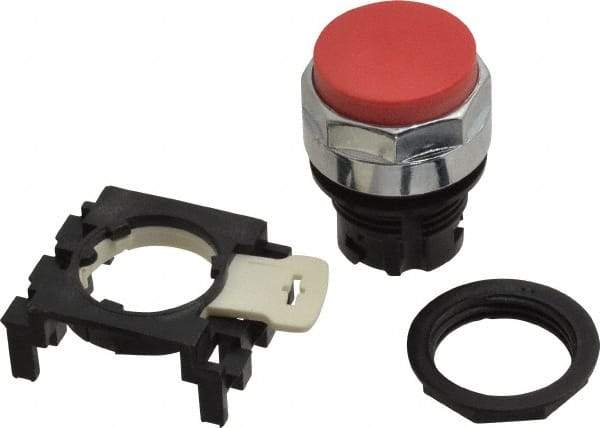 Eaton Cutler-Hammer - 25mm Mount Hole, Extended Straight, Pushbutton Switch Only - Round, Red Pushbutton, Nonilluminated, Momentary (MO) - Exact Tool & Supply