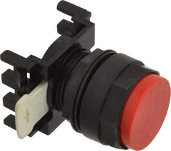 Eaton Cutler-Hammer - 25mm Mount Hole, Extended Straight, Pushbutton Switch Only - Round, Red Pushbutton, Nonilluminated, Momentary (MO) - Exact Tool & Supply